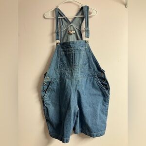 Elena Tannassi Sport Women’s Denim Short Bib Overalls, Size 2X, Blue